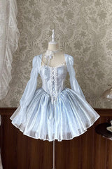 BXOXO - Striped Chiffon Long Sleeves Bowknot Sweet Princess Lolita Cardigan Blouse 5 Colors