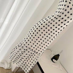 BXOXO - summer inspo 2025 Spring New Product Women's French Retro Polka Dot Print Sexy Fashion Lace Fake Two Piece Sling Dress