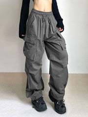 BXOXO Harajuku Oversized Cargo Parachute Pants Women Streetwear Vintage Y2k Hip Hop Wide Leg Joggers Baggy Sweatpants Techwear