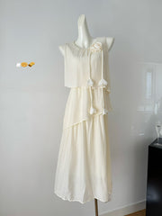 BXOXO - summer inspo Sweet Temperament Sleeveless Dress Summer New Women Elegant Loose Retro Suspender Dress Fashion Casual