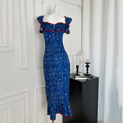 BXOXO - summer inspo Off Shoulder Sexy Flower Print Dress For Women Summer New Elegant Long Dresses Backless Bodycon Dress Vestidos