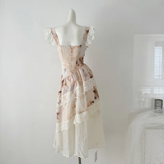 BXOXO - summer inspo Women Sleeveless Dress Gentle Sweet Korean Style Fashionable Summer All-match Flower Print Ruffles Fairy Sundress