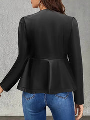 BXOXO Long Sleeves Loose Split-Joint Zipper Round-Neck Jackets Outerwear