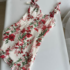 BXOXO - summer inspo Korean Style Halter Dress Women Backless Sexy Elegant Party Midi Dresses France Retro Floral Dress