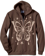 BXOXO Hoodies Women Coat Streetwear Punk Oversized Top Hip Hop Butterfly Sweatshirt Harajuku Vintage Clothing Femme Y2k Hoodie Tops