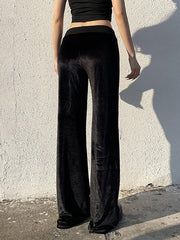 BXOXO - Star Rhinestone Low-Rise Tie Flared Pants