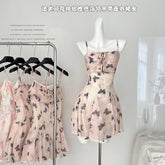 BXOXO - summer inspo 2025 Summer New Women Fashion Butterfly Printed Halter Dress Holiday Slim Sexy Resort Style Backless Dresses