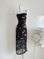 BXOXO - summer inspo Floral Suspender Long Dress 2025 Summer New Slim Sleeveless Patry Beach Style Spaghetti Strap Dress Backless Camisole for Women