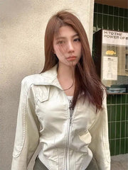 BXOXO Womens Jacket Winter Plus Size Coat Women Clothes Goth American PU Leather Zip Up Hot Girl Streetwear Punk Sexy Top Slim Jackets