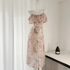 BXOXO - summer inspo Holiday Summer Floral Suspender Waist Dress women Dresses Printed Dress Women Streetwear Club Outfits For Women