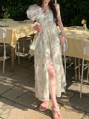 BXOXO Elegant Floral Print Polyester Midi Dress with Sweetheart Neckline and Asymmetrical Hem for Beach Vacations and Garden Parties, Beach Dress