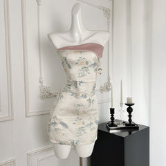 BXOXO - summer inspo Women's Sleeveless Dress Summer New Chinese Style Fashion Suspender Dress Chic Design Slim Fit Short Skirt