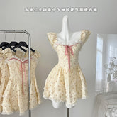 BXOXO - summer inspo Summer Floral Dresses Women Sleeveless Spaghetti Strap Backless Ruffle Dress Elegant Casual Party Ladies Dresses