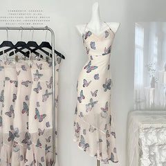 BXOXO - summer inspo Butterfly Suspended Dress For Women's Spring/Summer New Sweet Halter Dress Fashion Versatile Dresses