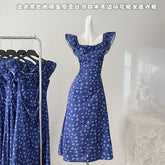 BXOXO - summer inspo Summer French Elegant Floral Midi Dress Beach Style Korean Fashion Dress Evening Party Sexy Sleeveless Dress