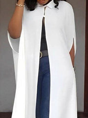 BXOXO Batwing Sleeves Loose Solid Color Split-Joint Lapel Cover-Ups Tops Outerwear