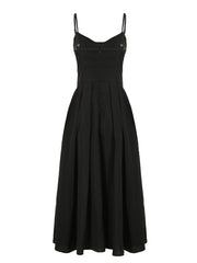 BXOXO - summer inspo Sweetown Sleeveless Fit And Flare Elegant Fashion Spaghetti Straps Dresses Women Black Solid Sexy Birthday Evening Party Dress