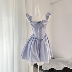 BXOXO - summer inspo 2025 Summer Fairy Backless Lace Patchwork Suspender Dresses Women's Slim Fit High Waist Elegant Mini Dress Fashion Chic