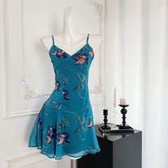 BXOXO - summer inspo Floral Suspender Women Dress 2025 Summer New Chic Design Sexy Spicy Girl Casual Sleeveless Dress Seaside Vacation Style