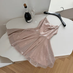 BXOXO - summer inspo Sequin Bodycon Slip Dress Woman Sexy Backless Birthday Party Club Star Outfits for Women Summer Chic Design Dress