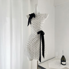 BXOXO - summer inspo 2025 Summer Women Print Dress Y2K Retro Black Bow Patchwork Sleeveless Bodycon Dresses Sexy 90s Ladies Streetwear