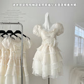 BXOXO - summer inspo Sweet Mini Dress Vintage Korean Elegant Fashion Party Dress Women Fairy Princess Puff Sleeve Dress Summer 2025