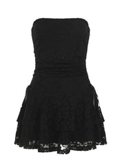 BXOXO - Solid Color Lace A-Line Mini Dress