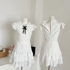 BXOXO - summer inspo Cute White Mini Dress Solid Color Lady Slip Fairy Women Skirt Summer Korean Fashion Women's Clothe