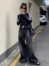 BXOXO Grunge Y2k Black Jeans Women Baggy Vintage Oversized High Waist Denim Trousers Wide Leg Korean Streetwear Female Retro