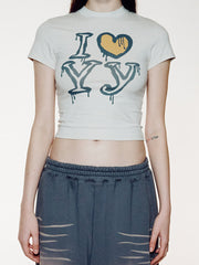 Bxoxo American Retro Y2K Streetwear Hip Hop Punk Rock  Crop Tops Harajuku Aesthetic Hot Girl Fashion Gothic Sexy Slim Letter Print top