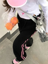 BXOXO Pink Striped Sweatpants Women Vintage Y2k Casual Korean Style Wide Leg Sports Pants Baggy Jogger Harajuku Black Trousers