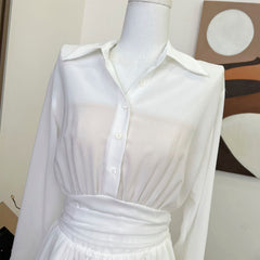 BXOXO - summer inspo Three-piece Suit With Long Sleeves Sets Women Casual Women's Aesthetics Dress Outfits Top Skirt Girl