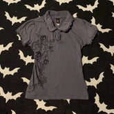 BXOXO Gothic Streetwear Hip Hop T shirts Women Short sleeve Polo Collar Slim Punk Tees Shirt Dark Vintage Clothes Femme 90s Y2k Tops