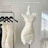 BXOXO - summer inspo Elegant Lace Suspender Dress Vintage Slim Fit Sleeveless Party Dresses Women Fashion Bodycon Dress Summer New