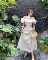 BXOXO party look inspos French Vintage White Strapless Midi Dresses for Women 2025 Summer New Elegant Party Sleeveless Slim Evening Prom Female Clothing