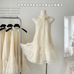 BXOXO - summer inspo Fashion Sweet Dress for Women Gentle Style Sleeveless Loose Halter Dress Summer 2025 New Holiday Beach Dress