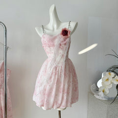 BXOXO - summer inspo 2025 New Summer Women French Style Sweet Fairy Spaghetti Strap Short Dress Female Sexy Elegant Backless Party Mini Dresses