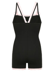 BXOXO - summer inspo Contrast Lace Patchwork Square Collar Skinny Sexy Straps Rompers Womens Playsuits Sweet Cute Y2K Clothing