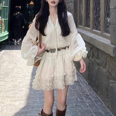 BXOXO party look inspos Autumn Korean Fashion Y2k Sweet Dress Women Elegant Vintage Solid One Piece Dresses Design Long Sleeve Party Retro Clothing 2025