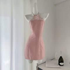 BXOXO - summer inspo Women Summer Sexy Backless Halter Dress Off Shoulder Slim Fit Sexy Bodycon Mini Dress Elegant Club Party Dress