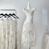 BXOXO - summer inspo Women Floral Dresses Summer Temperament Casual Chic Design French Style Sleeveless Dress Vintage Seaside Holiday