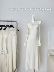 BXOXO - summer inspo Elegant Women Off Shoulder Bodycon Sweater Dress Temperament Long Sleeve Slim Fit Knitted Dress Fashion Party Dress