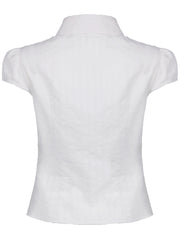 BXOXO - summer inspo Sweetown White Solid Single Breasted Turn Down Collar Casual Shirts Women Simple Puff Sleeve Japanese Y2K Preppy Summer Tops