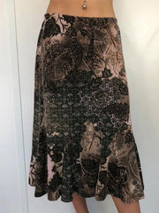 Vintage Random Print Low Rise Midi Skirt