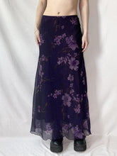 BXOXO - Purple Floral Print Mesh Maxi Dress