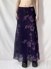 BXOXO - Purple Floral Print Mesh Maxi Dress