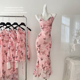 BXOXO - summer inspo Butterfly Printed Suspender Dress Spicy Girl Swing Collar Summer Sweet Chic Design Sense Backless Slim Fit Hip Wrap Dress