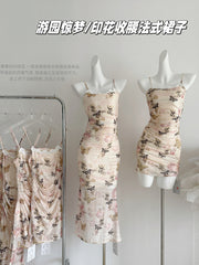 BXOXO - summer inspo 2025 Summer Sexy Dress Women Sleeveless Floral Print Backless Slim Suspender Dress Fashion Streetwear Elegant Party Long Dresses