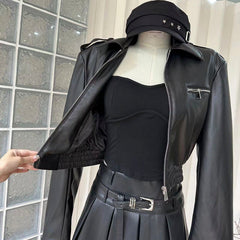 BXOXO - summer inspo Women's Y2K Slim-fit Street Skirt Sets Stylish Street Wear American Vintage Zipper Design Women's Aesthetics Commuter Suit