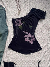 BXOXO Vintage Punk Sexy T Shirt Women Clothes 90S Summer Flower Off Shoulder Gothic Casual Slim Tees Girl Crop Femme T shirts Y2k Tops